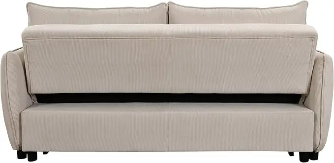 Corduroy Upholstered Convertible Futon Loveseat Sofa Bed, 3 Seater Multi-Functional Reclining Couch Pull Out Sofabed Sofá Cama Para Sala w/Adjustable Backrest, Furniture for Living Room Office - LeafyLoom