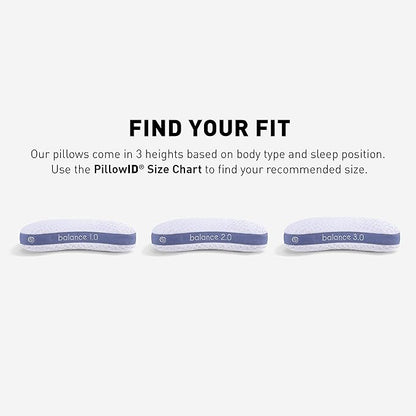 Bedgear Balance Cuddle Curve Performance Pillow - Size 1.0 - Moisture-Wicking Pillow for Side Sleepers - Medium Firmness Bed Pillow- Hypoallergenic, Washable Removable Cover - 20" W x 26" L x 5.25" H - LeafyLoom