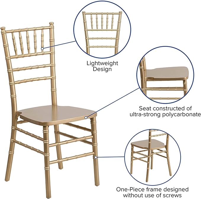 Flash Furniture Hercules Series Chiavari Chair for Formal Events and Banquets, Commercial/Residential All-Occasion Event Chair, Gold - LeafyLoom