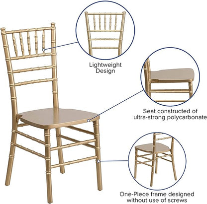 Flash Furniture Hercules Series Chiavari Chair for Formal Events and Banquets, Commercial/Residential All-Occasion Event Chair, Gold - LeafyLoom