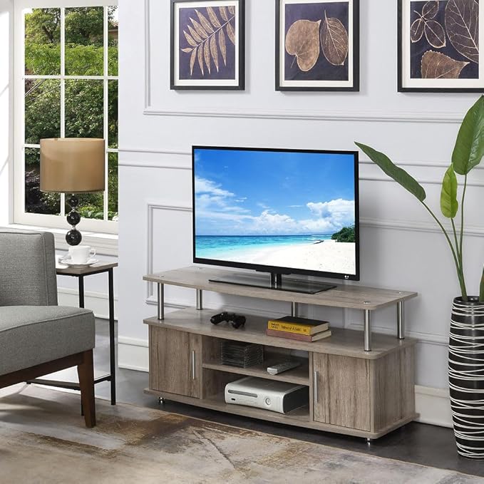 Convenience Concepts Designs2Go Monterey TV Stand with Cabinets and Shelves Home_Furniture_and_Decor, Sandstone - LeafyLoom