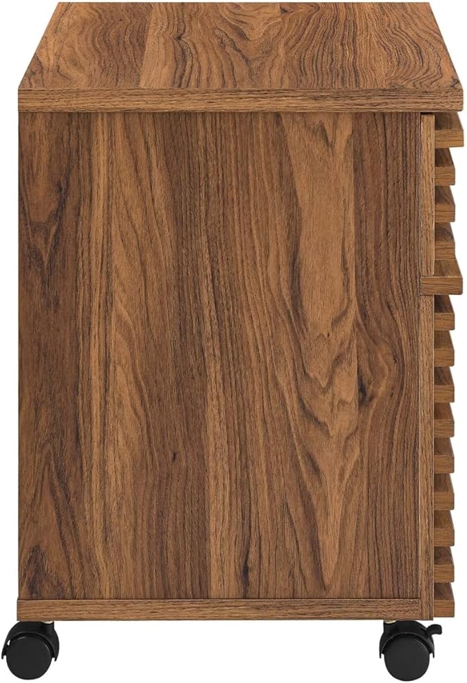 Modway Render Mid-Century Modern Office, File Cabinet, Walnut - LeafyLoom