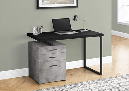 Monarch Specialties I 7647 Computer Desk, Home Office, Laptop, Left, Right Set-up, Storage Drawers, 48" L, Work, Metal, Laminate, Grey, Black, Contemporary - LeafyLoom