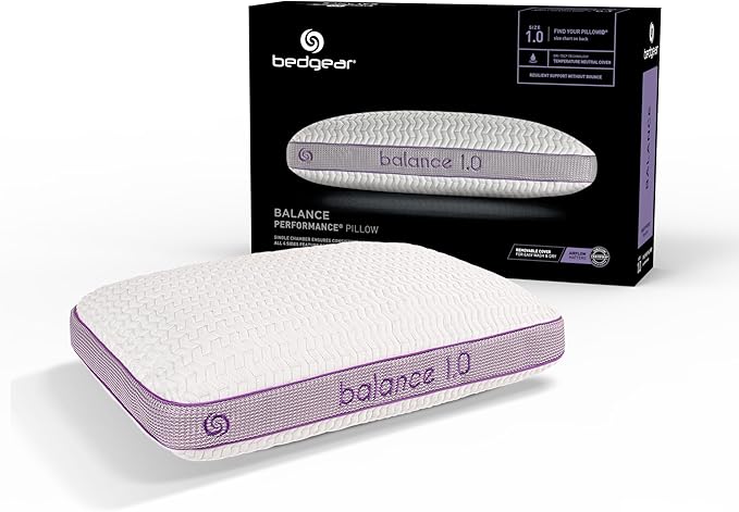 Bedgear Balance Performance Pillow - Size 1.0 - Moisture Wicking Bed Pillows for All Sleep Positions - Medium Firmness - Washable Cover - Back, Stomach, Side Sleeper Pillow - 20" W x 26" L x 5.25" H - LeafyLoom