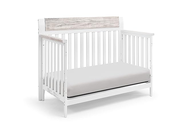 Suite Bebe Hayes 4 in 1 Convertible Crib, White and Wire Brushed Wood - LeafyLoom