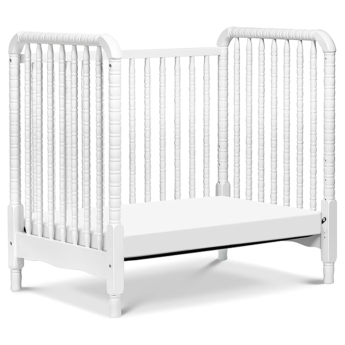 DaVinci Jenny Lind 3-in-1 Convertible Mini Crib in White, Removable Wheels, Greenguard Gold Certified - LeafyLoom