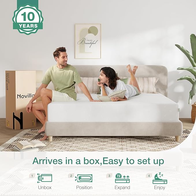 Novilla Full Size Mattress, 10 Inch Memory Foam Mattress Full for Supportive & Pressure Relief, Removable Washable Mattress Cover,CertiPUR-US Certified Mattress Full, Firm - LeafyLoom