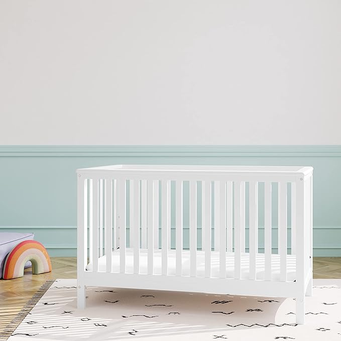 Storkcraft Hillcrest 4-in-1 Convertible Crib (White) - Converts to Daybed, Toddler Bed, and Full-Size Bed, Fits Standard Full-Size Crib Mattress, Adjustable Mattress Support Base - LeafyLoom