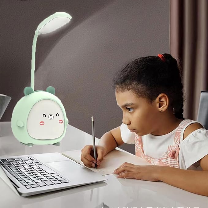 LED Desk Lamp，Mini Dog Night Light,Portable LED Table Light, Cute Foldable USB Rechargeable Reading Light Bedroom Children's Bedside Study (Pink) - LeafyLoom