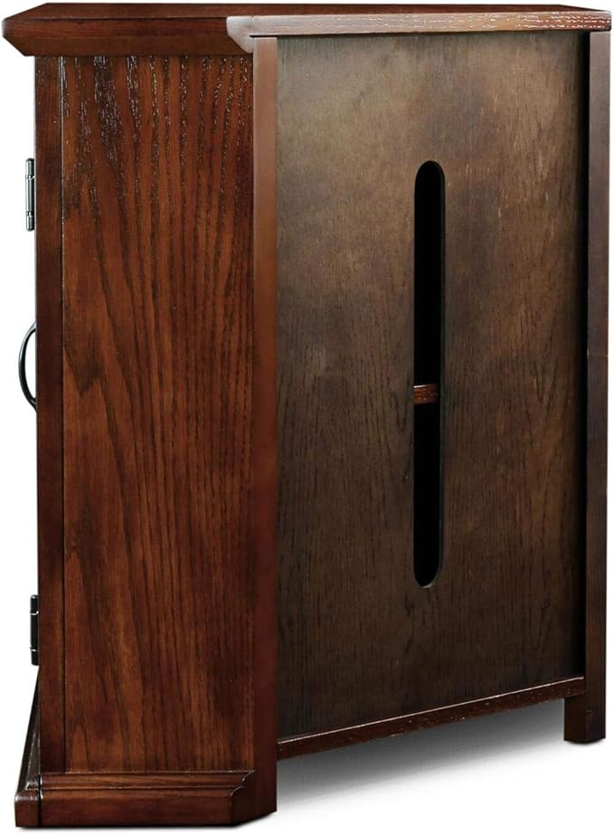 Leick Home Leaded Glass Corner Stand with Enclosed Storage for 60" TV's, Burnished Oak - LeafyLoom