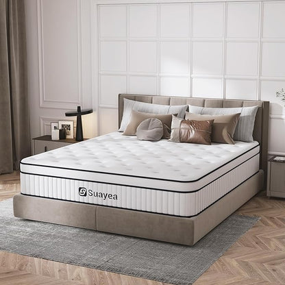 California King Mattress, 12 Inch Cal King Mattress in a Box, (Upgrade Strengthen) Hybrid Matterss with Pocket Spring and Soft Foam, Ultimate Motion Isolation, Strong Edge Support, Medium Firm - LeafyLoom