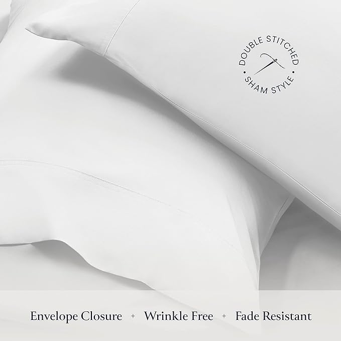 BELADOR Silky Soft Queen Sheet Set - 6 Piece White Bed Sheets for Queen Size Bed, Secure-Fit Deep Pocket Sheets with Elastic, Breathable Hotel Sheets & Pillowcase Set, Wrinkle Free Oeko-Tex Sheets - LeafyLoom