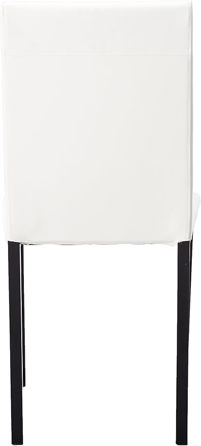 Roundhill Furniture Noyes Faux Leather Metal Frame Dining Chair, White - LeafyLoom