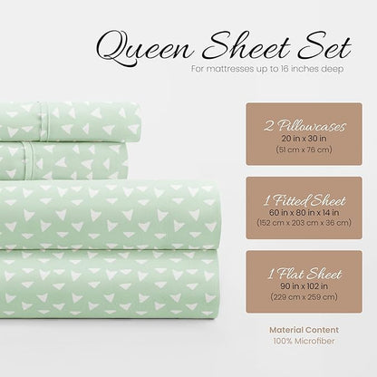 Linen Market 4 Piece Queen Bedding Sheet Set (Jade Urban Arrows) - Sleep Better Than Ever with These Ultra-Soft & Cooling Bed Sheets for Your Queen Size Bed - Deep Pocket Fits 16" Mattress - LeafyLoom