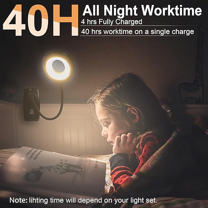 DEEPLITE LED Desk Lamp Clip on Lamp Battery Powered Clip on Light Book Light for Bed, Eye-Caring Flexible Arm Memory Touch 3 Color Modes & Stepless Brightness Portable Reading Light for Study Work. - LeafyLoom