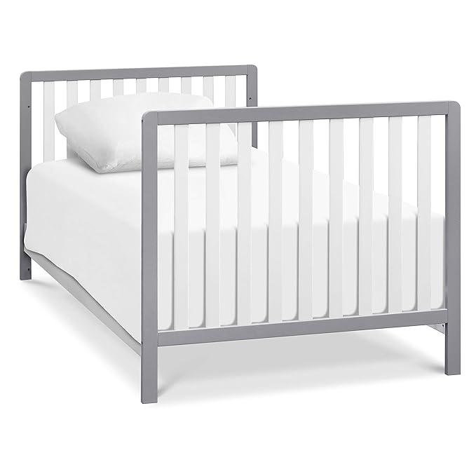 Carter's by DaVinci Colby 4-in-1 Convertible Mini Crib with Trundle Drawer in Grey and White, Greenguard Gold Certified, Undercrib Storage - LeafyLoom