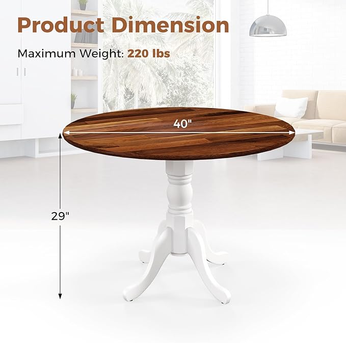 Round Dining Table, Walnut - LeafyLoom