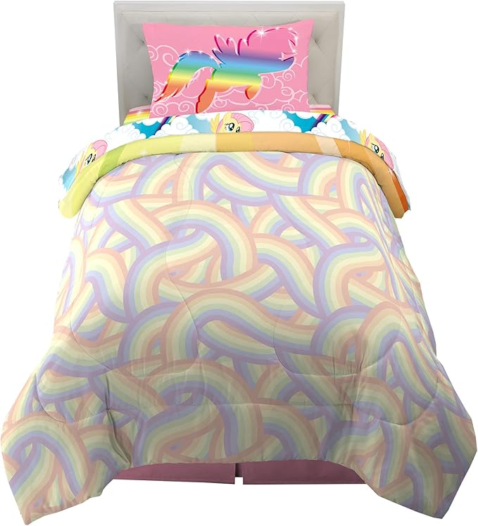 Franco Kids Bedding Super Soft Microfiber Comforter and Sheet Set, 4 Piece Twin Size, My Little Pony - LeafyLoom