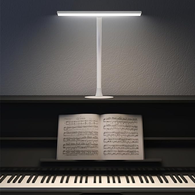 LED Piano Desk Lamp, 15.7" Wide Computer Desk Lamp, 10W Bright Tall Flexible Task Lamp for Monitor, Workbench, 3 Color Modes & 30 Brightness, 1000LM - LeafyLoom