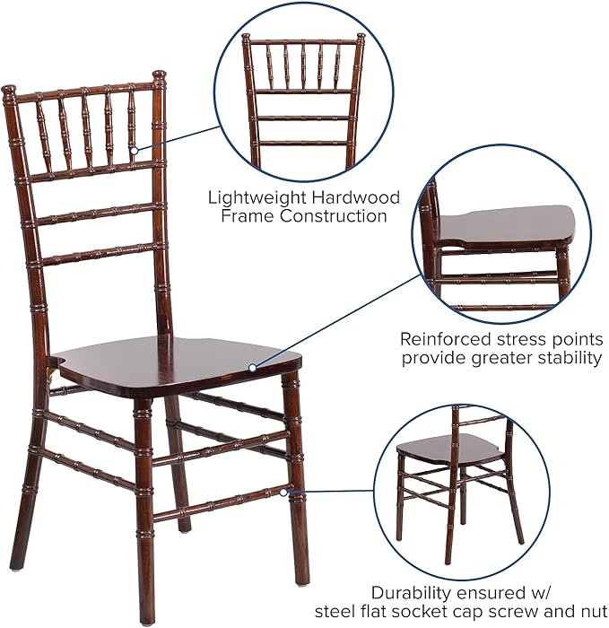 Flash Furniture HERCULES Series Fruitwood Chiavari Chair, 18"D x 15.75"W x 36.25"H, Set of 1 - LeafyLoom