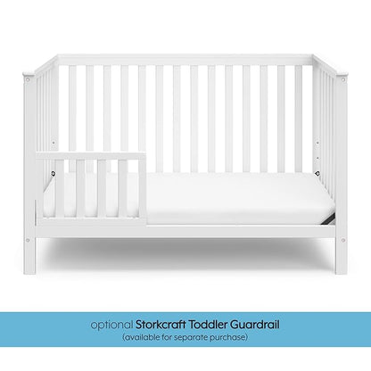 Storkcraft Hillcrest 4-in-1 Convertible Crib (White) - Converts to Daybed, Toddler Bed, and Full-Size Bed, Fits Standard Full-Size Crib Mattress, Adjustable Mattress Support Base - LeafyLoom