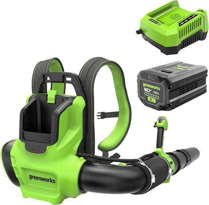 Greenworks 80V (750 CFM) Backpack Blower, 4.0Ah Battery and 4A Charger - LeafyLoom