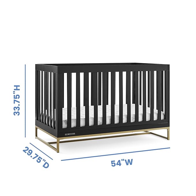 Delta Children Jade 4-in-1 Convertible Crib - Greenguard Gold Certified, Ebony/Bronze - LeafyLoom