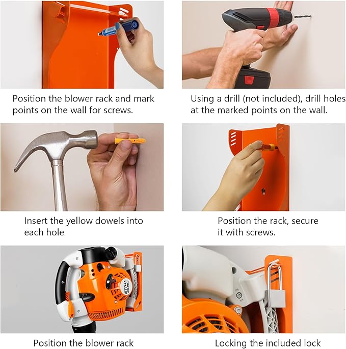 Blower Rack for Stihl BG-50,BG-56,BG-66,BG-86, Handheld Blower Holder Mount Rack - LeafyLoom