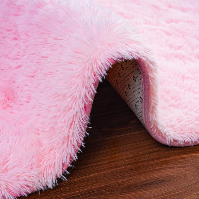 Softlife Ultra Soft Fluffy Area Rugs for Bedroom, Girls and Boys Room Kids Room Nursery Rug, 3 x 5 Feet Shaggy Fur Indoor Plush Modern Floor Carpet for Living Room Christmas Decor, Pink - LeafyLoom