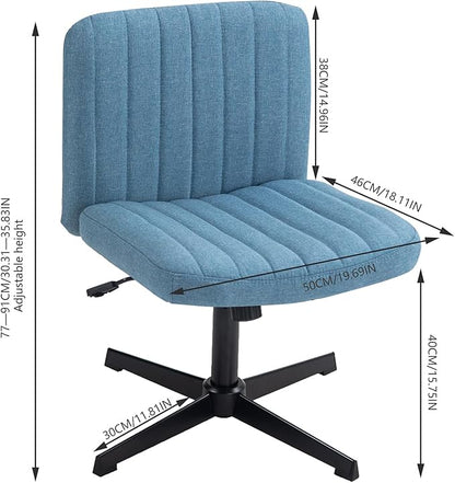 Panana Office Chair Fabric Padded Seat Armless Desk Chair Swivel Computer Task Chair Mid-Back No Wheels Accent Chair (Blue) - LeafyLoom