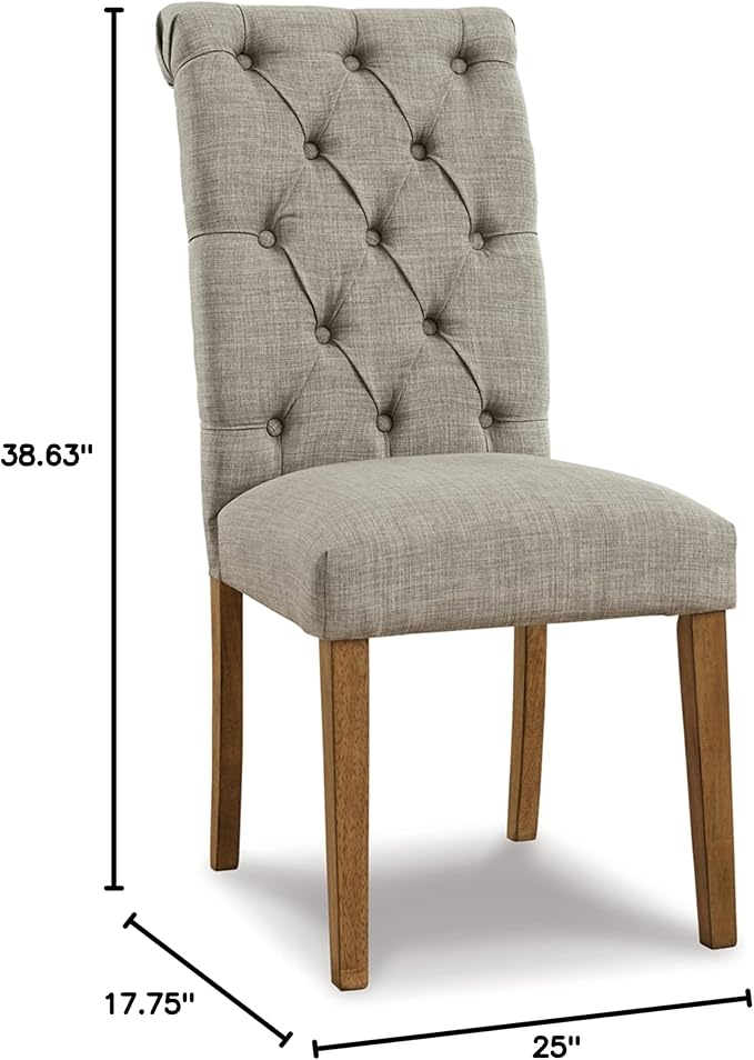 Signature Design by Ashley Harvina French Country Tufted Upholstered Dining Chair, 2 Count, Light Gray - LeafyLoom