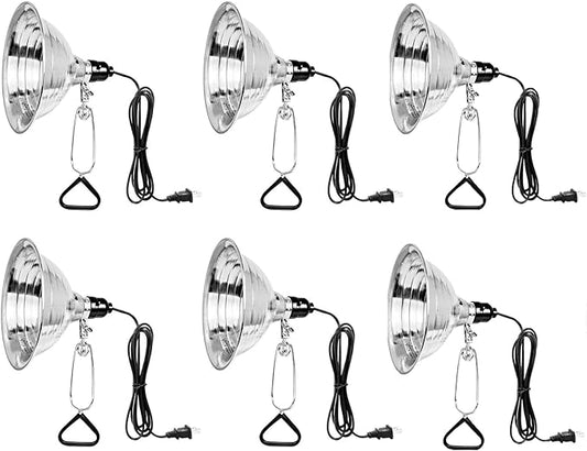 Simple Deluxe Clamp Lamp Light 150 Watt with 8.5 Inch Aluminum Reflector (no Bulb Included), 6 Feet Cord, 6 Pack, Black - LeafyLoom