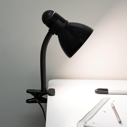 V- Light Black Adjustable Desk Lamp with Heavy Duty Clamp Clip, Flexible Gooseneck Lamp, Bed Light, Reading Lamp, or Study Light, 14 inches - LeafyLoom