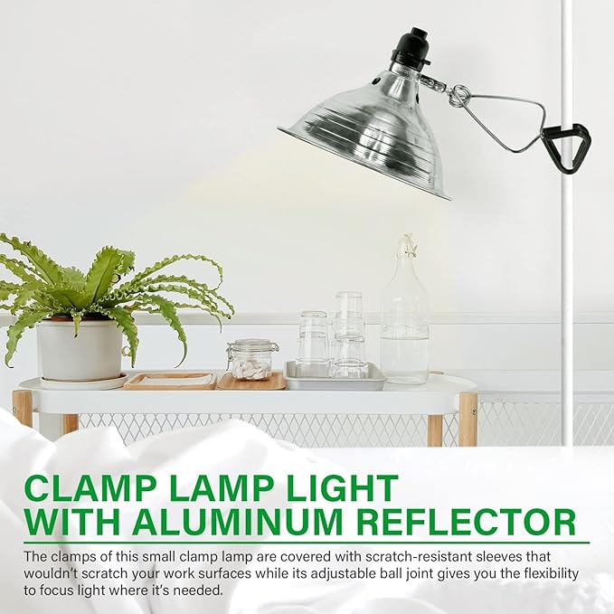 Simple Deluxe Clamp Lamp Light 150 Watt with 8.5 Inch Aluminum Reflector (no Bulb Included), 6 Feet Cord, 1 Pack, Black, New Version - LeafyLoom