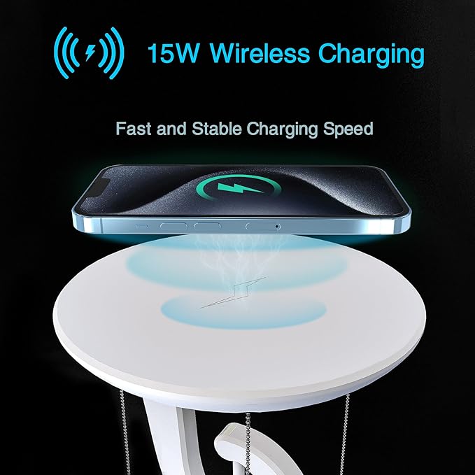 Night Light Wireless Charger Lamp,Ambient Light,LED Desk Lamp with Wireless Charger,Balance Magnetic Suspension Desk Light Creative Fun Bedside Lamp,Anti-Gravity Bedroom Table Lamp 3-Level Brightness - LeafyLoom