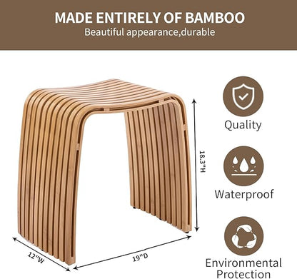 Bamboo Dining Stool Dining Chair Dressing Stool Shoe Stool Bathroom Stool Dining Room Bathroom Living Room Study Bedroom Durable and Beautifully Designed - LeafyLoom