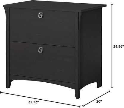 Bush Furniture Salinas 2 Drawer Lateral File Cabinet | Home Office Storage for Letter, Legal, and A4-size Documents, Vintage Black - LeafyLoom