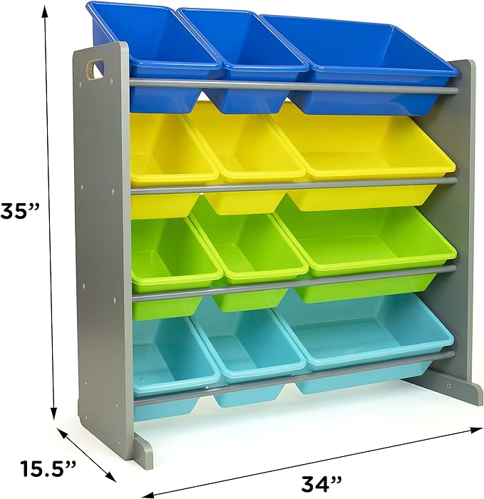 Humble Crew Toy Storage Organizer, Grey/Blue/Green/Yellow 34x11x31 inches,12x9x6 inches,16xx12x6 inches - LeafyLoom