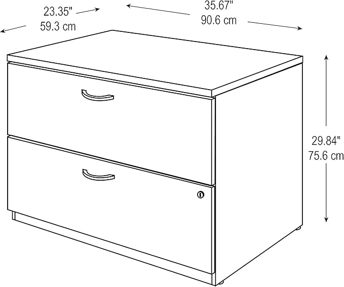 Bush Business Furniture Series C 2 Drawer Lateral File Cabinet, Locking Document Storage for Home or Professional Office, Hansen Cherry - LeafyLoom