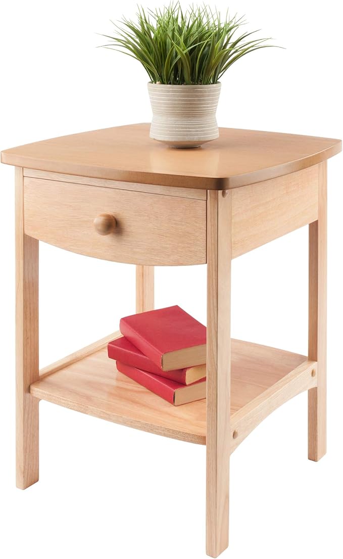 Winsome Basics Solid Wood End Table Nightstand - LeafyLoom