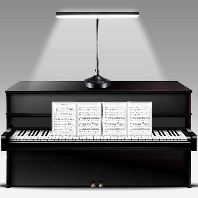 Piano Light Lamp for Upright Piano, 2-in-1 Table Lamp with Base & Clamp Bright Flexible, 10W LED Architect Desk Lights for Piano, Home Office, 3 Color Modes, 30 Brightness Levels, Black - LeafyLoom