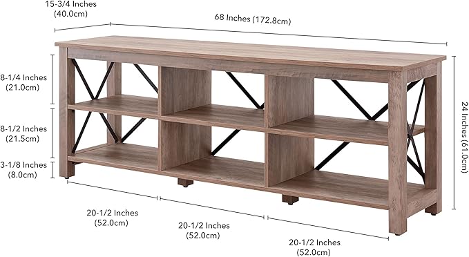 Henn&Hart Rectangular TV Stand for TV's up to 80" in Gray Oak, Electric Fireplace TV Stands for the Living Room - LeafyLoom