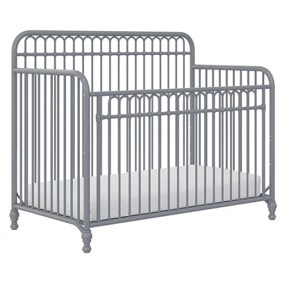 Little Seeds Ivy 3-in-1 Convertible Metal Crib, Dove Gray - LeafyLoom