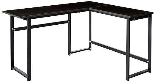 ZINUS Luke 53 Inch Black Metal Corner Desk / L-Shaped Computer Desk / Office Desk / Easy, Bolt Free Assembly - LeafyLoom