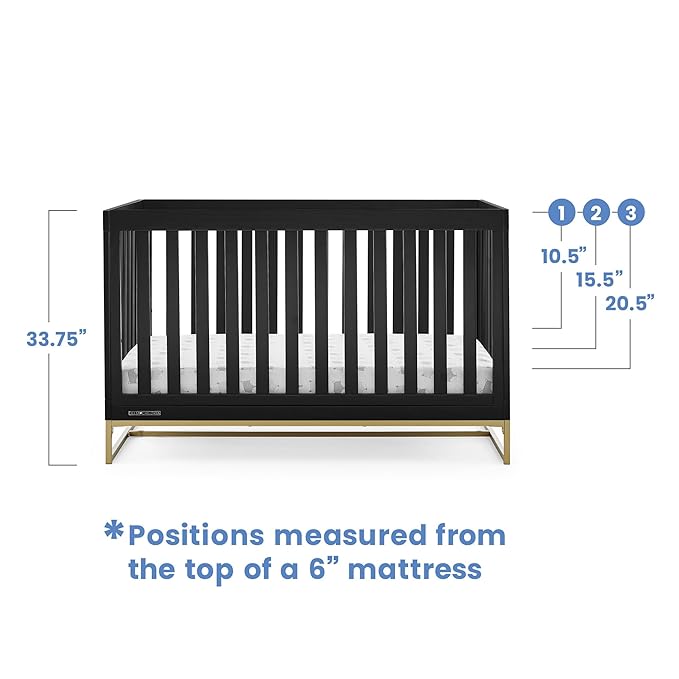 Delta Children Jade 4-in-1 Convertible Crib - Greenguard Gold Certified, Ebony/Bronze - LeafyLoom