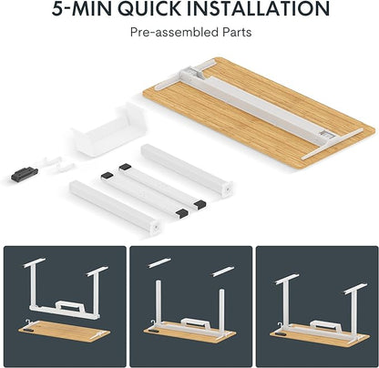 FLEXISPOT Adjustable Desk Quick Assembly Electric Standing Desk with 48 x 24 Inches Whole-Piece Ergonomic Memory Controller Sit Stand Desk(White Frame + 48" Bamboo Texture Desktop) - LeafyLoom