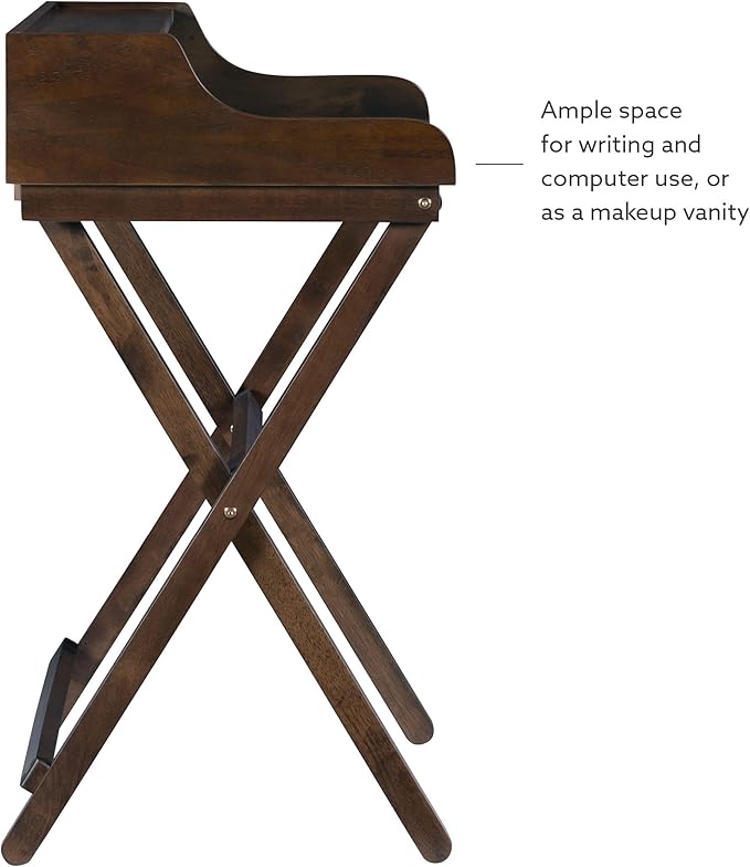 Linon Mable Folding Desk, Walnut - LeafyLoom