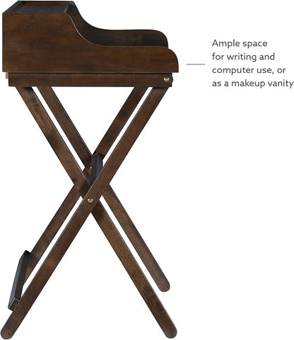 Linon Mable Folding Desk, Walnut - LeafyLoom