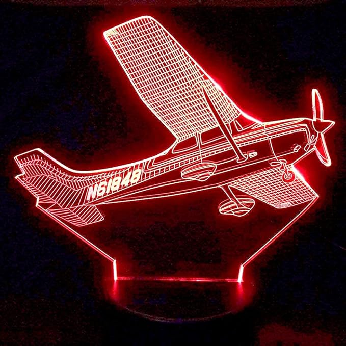 3D Plane Night Light Table Desk Optical Illusion Lamps 7 Color Changing Lights LED Table Lamp Xmas Home Love Birthday Children Kids Decor Toy Gift - LeafyLoom