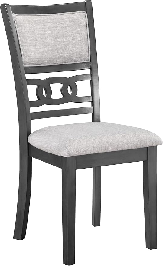 New Classic Furniture Gia Dining Chair (Set of Six), Light Gray Fabric Upholstered Seat & Back Rest, Gray - LeafyLoom